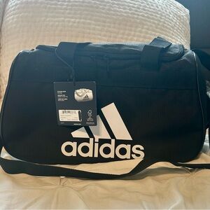 Adidas Black and White Duffel Bag with Iconic Logo